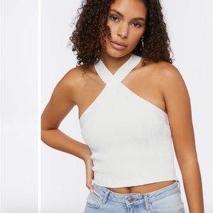 White Ribbed Halter Top